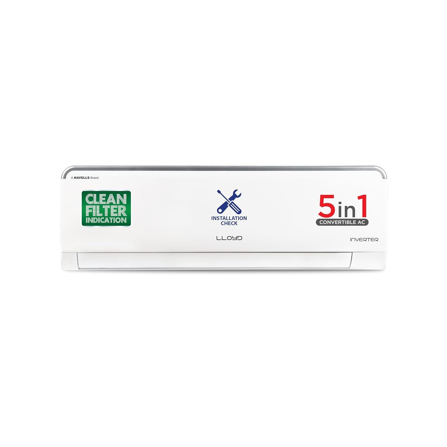 Lloyd 0.8 Ton 3 Star Inverter Split AC (5 in 1 Convertible, 100% Copper, Anti-Viral + PM 2.5 Filter, White with Silver Deco Strip, GLS09I3FOSEV)